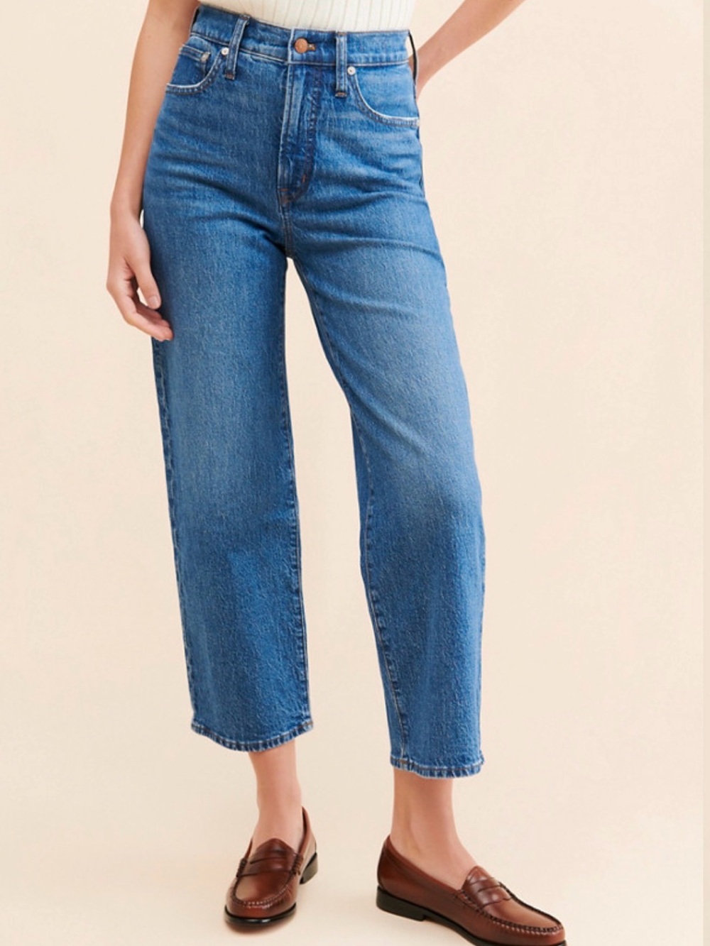 Madewell Cropped High-Rise Straight Jeans in Medium Blue